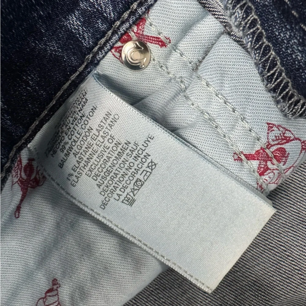 True Religion Men's Geno Straight Slim Blue Jeans Size 32 Classic Y2k Streetwear